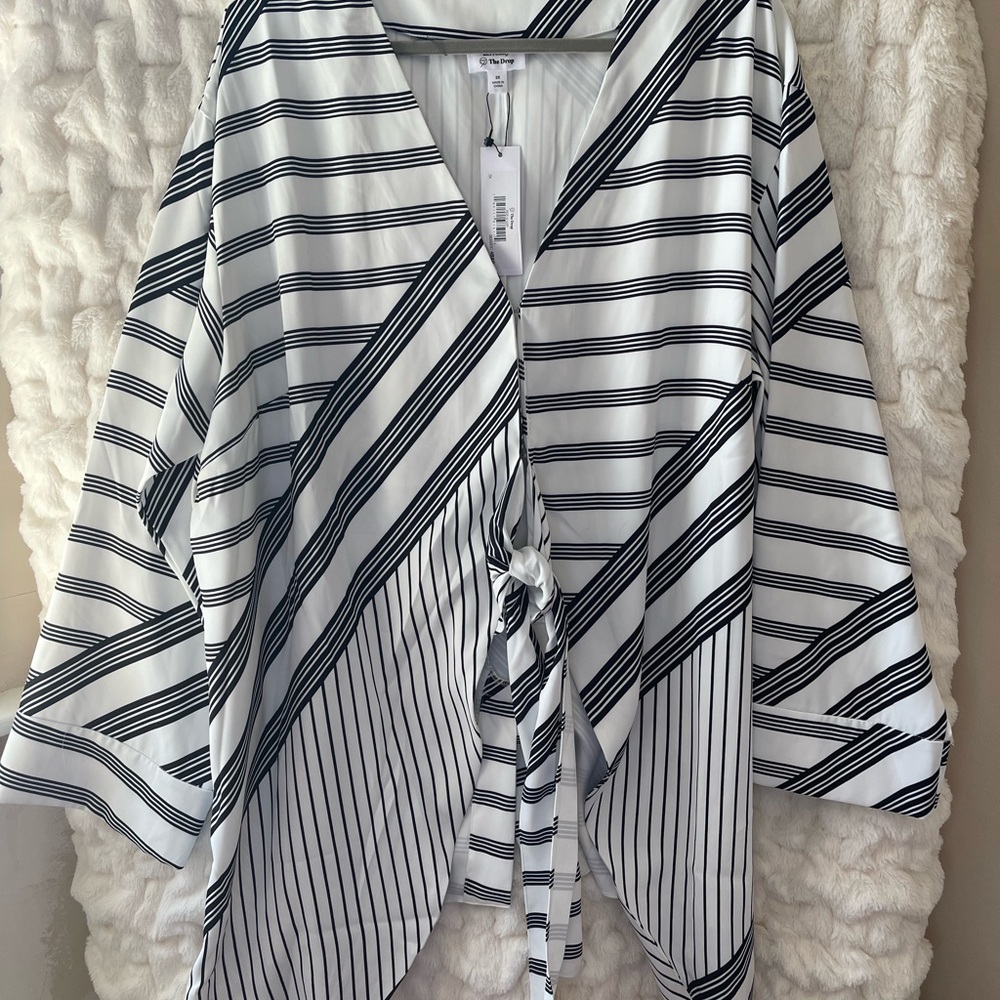 NWT Courtney Kerr The Drop collection black & white striped tunic